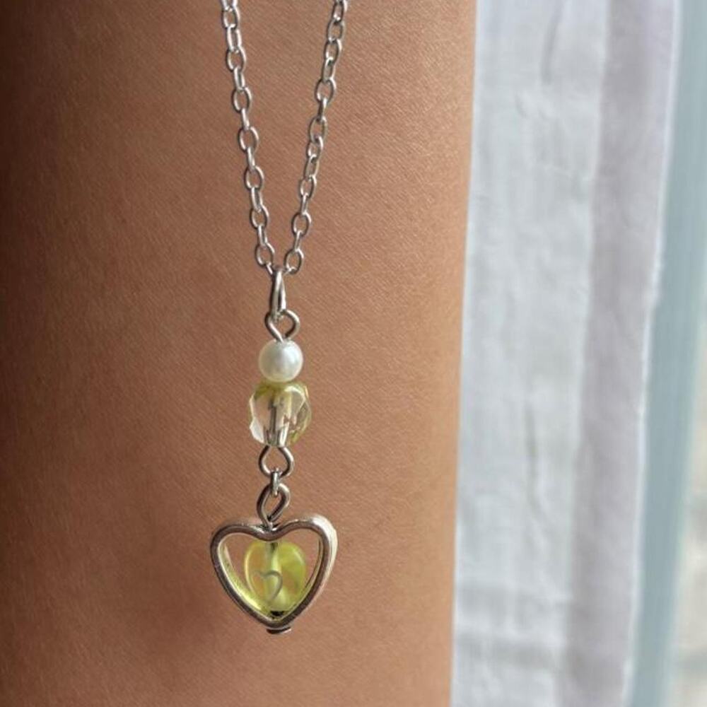 Silver heart pendant y shaped dangle
